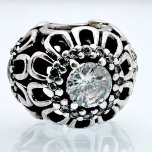 PANDORA Authentic Floral Brilliance Charm with Clear Cubic Zirconia